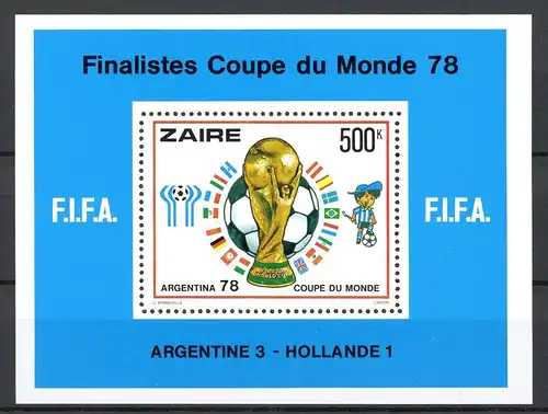 Kongo Zaire Block 19 postfrisch Fußball WM 1978 #GE650