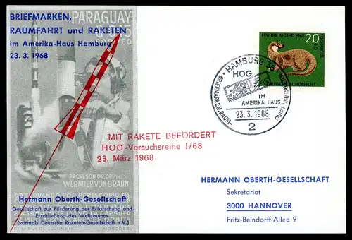 Bund Raketenpost HOG-Versuchsreihe I/68 #O6068