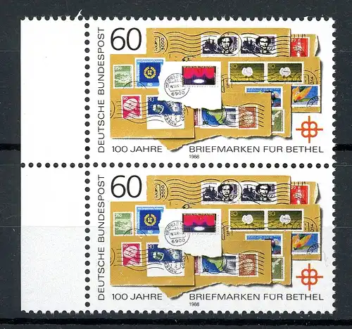 Bund 1395 I Bogenrand postfrisch Plattenfehler im senkr. Paar #IN418