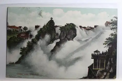 AK Schaffhausen Gruss vom Rheinfall 1908 #PC597