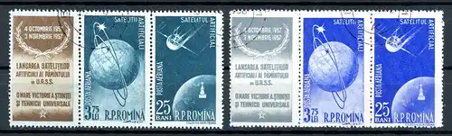 Rumänien 2 3er Streifen ZF links 1677-1680 gestempelt Raumfahrt #GB400