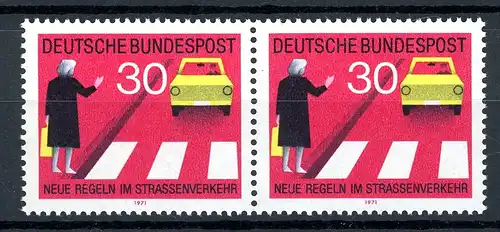 BRD 673 I postfrisch Plattenfehler im waag. Paar #GQ320