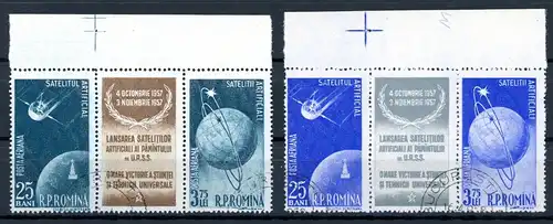 Rumänien 2 3er Streifen 1677-1680 Oberrand gestempelt Raumfahrt #GB399
