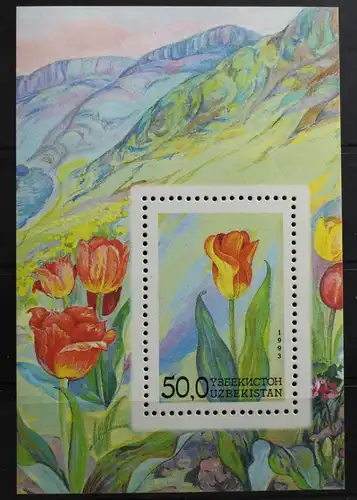 Usbekistan Block 2 mit 41 postfrisch Blumen #RX942