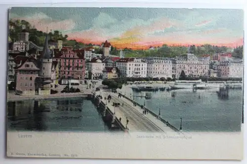 AK Luzern Seebrücke mit Schweitzerhofqual #PC941
