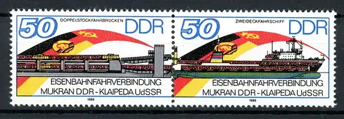 DDR 3052 I postfrisch Plattenfehler im waag. Paar #GQ144