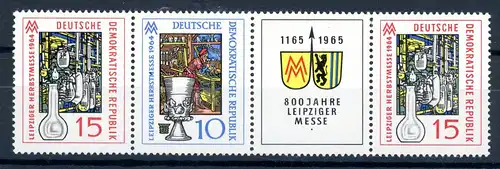 DDR 1052 I postfrisch Plattenfehler im 4er Streifen #GQ081