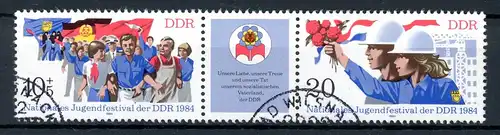 DDR 2879 I gestempelt Plattenfehler im 3er Streifen #GQ140