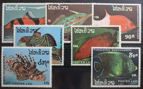 Laos 1038-1044 gestempelt Fische #RZ680