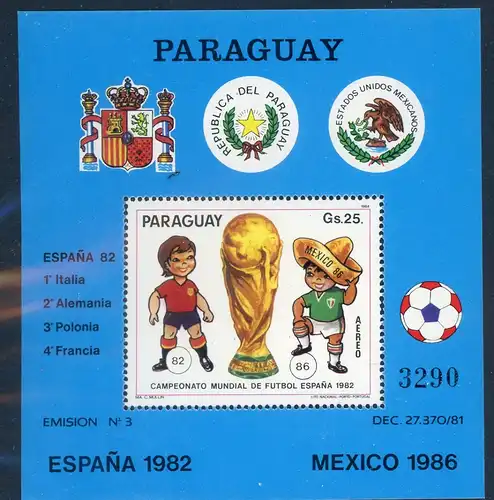 Paraguay Block 399 postfrisch Fußball #GE656