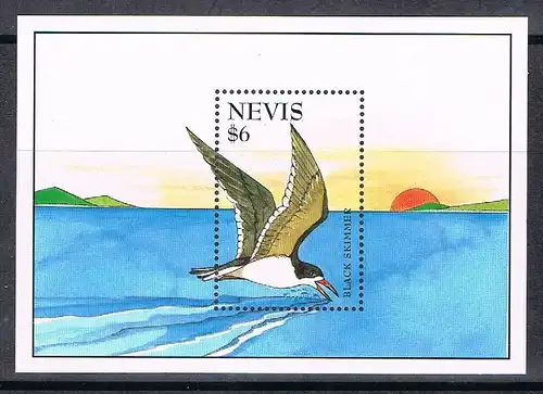 Nevis Block 88 postfrisch Vögel #JD229