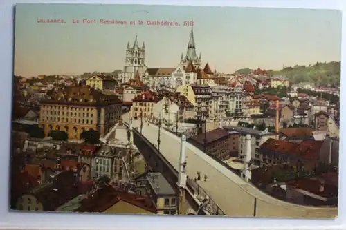 AK Lausanne Le Pont Bessiéres et la Cathédrale #PC954