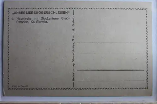 AK Oberschlesien Holzkirche mit Glockenturm Groß-Patschin #PD425