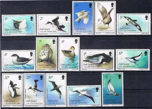 Süd-Georgien 150-164 postfrisch Vögel, Pinguine #JD240