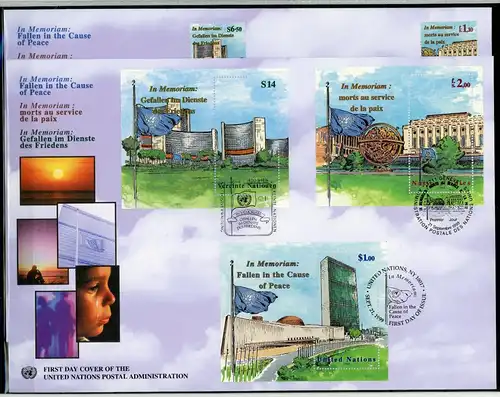 UNO Trio Briefe 1999 53 + 54 Ersttagesbrief/FDC #IY028