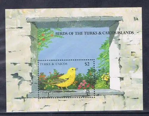 Turks und Caicos Inseln Block 83 postfrisch Vögel #JD242