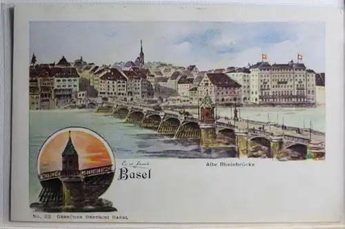 AK Basel Alte Rheinbrücke #PD718