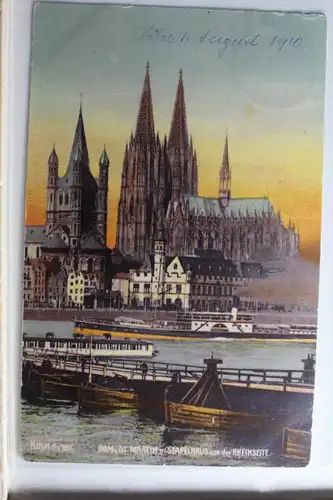 AK Köln Dom, St. Matinskirche u. Stapelhaus von der Rheinseite #PE034
