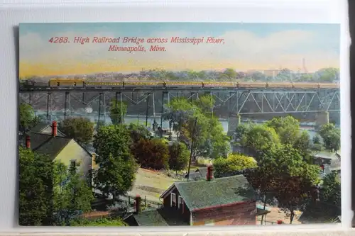 AK Minneapolis High Railroad Bridze across Mississippi River #PD767
