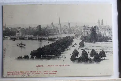 AK Zürich Utoquai und Quaibrücke 1905 #PD885