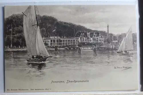 AK Kiel Panorama, Strandpromenade Künstlerkarte #PD899