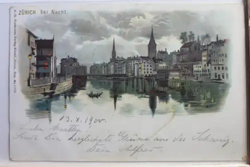 AK Zürich bei Nacht 1900 #PE291