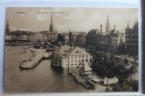 AK Hamburg Jungfernstieg mit Alsterdamm Feldpost 1916 #PE114