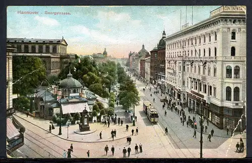 AK Hannover Georgstrasse mit Cafe Kröpcke 13.9.1908 #IU965