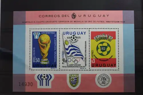 Uruguay Block 44 mit 1542-1544 postfrisch Fußball WM 1978 #SF710