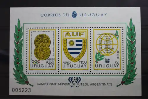 Uruguay Block 39 mit 1499-1501 postfrisch Fußball WM 1978 #SF707