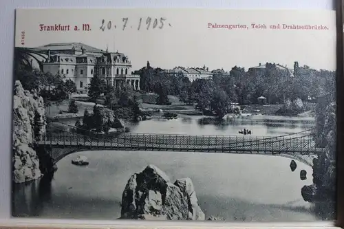 AK Frankfurt am Main Palmengarten, Teich - Drahtseilbrücke 1905 #PE399