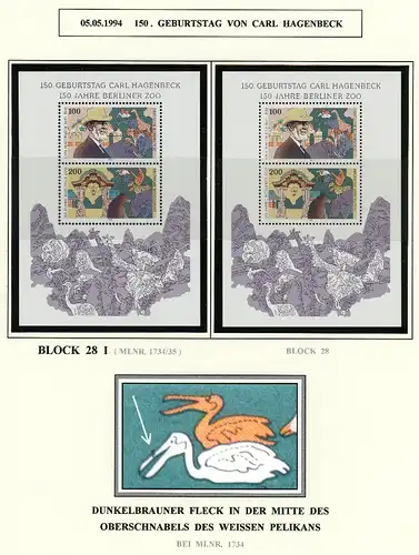 Bund Block 28 I postfrisch Plattenfehler #BW6646