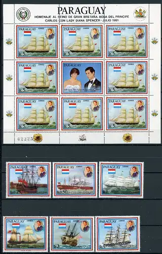 Paraguay 3385-3391 + KB postfrisch Schiffe #IF603