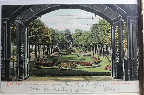 AK Bad Ems Wandelbahn und Blumenparterre 1905 #PE413