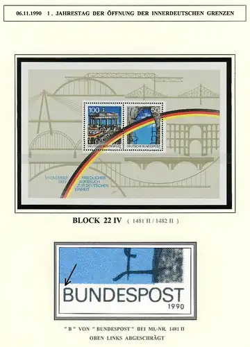 Bund Block 22 IV postfrisch Plattenfehler #BW6861