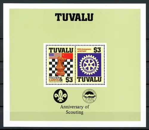 Tuvalu Block 14 I postfrisch Schach, Rotarier #GI655