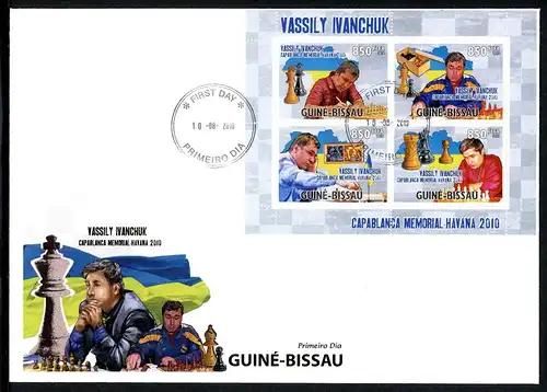 Guinea Bissau Kleinbogen 4905-4908 Schach Ersttagesbrief/FDC #Scha5045