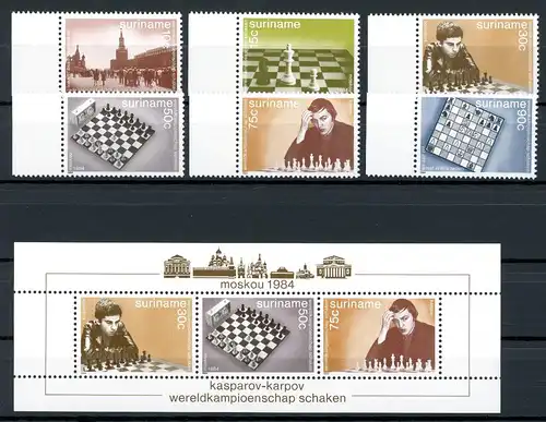 Surinam 1100-1105 + Block 38 postfrisch Schach #GI658