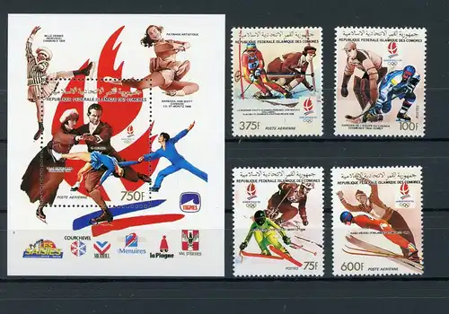 Komoren 950-953 + Block 334 B postfrisch Olympische Spiele #HL291