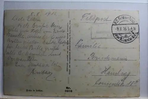 AK Servon Kirche Feldpost 1916 #PF315