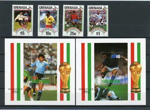 Grenada 2161-2164+Block255-256 postfrisch Fussball #GE668