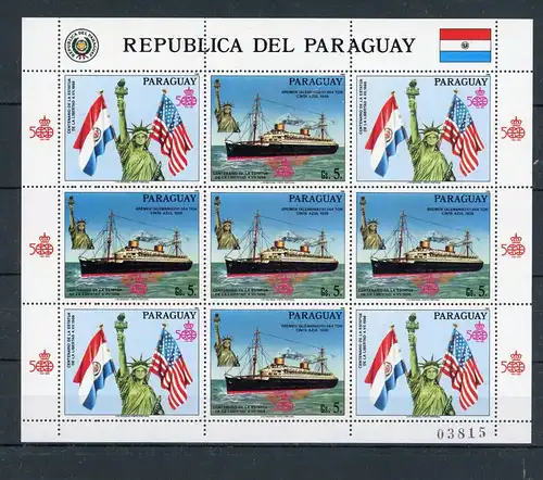 Paraguay Kleinbogen 4009 postfrisch Schiffe #IF605