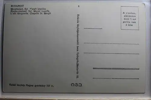 AK Budapest Margareteninsel Szt. Margit Kapelle #PF393