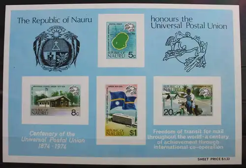 Nauru Block 1 postfrisch Weltpostverein UPU #SL510