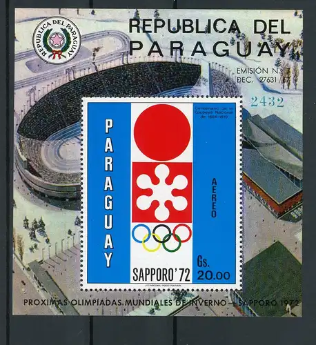 Paraguay Block170 postfrisch Olympia #HL415
