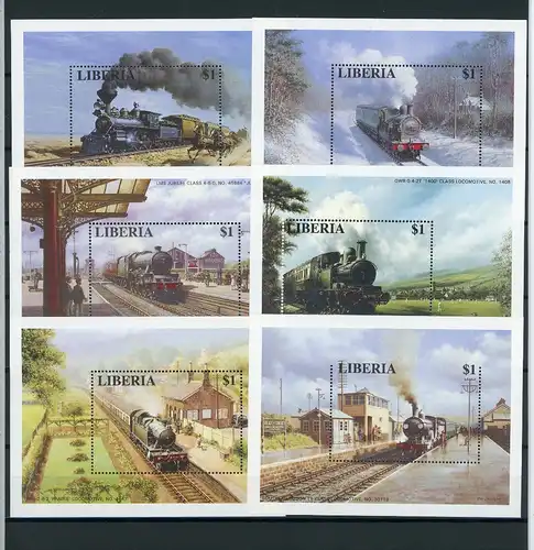 Liberia Block142-147 postfrisch Eisenbahn #IJ066