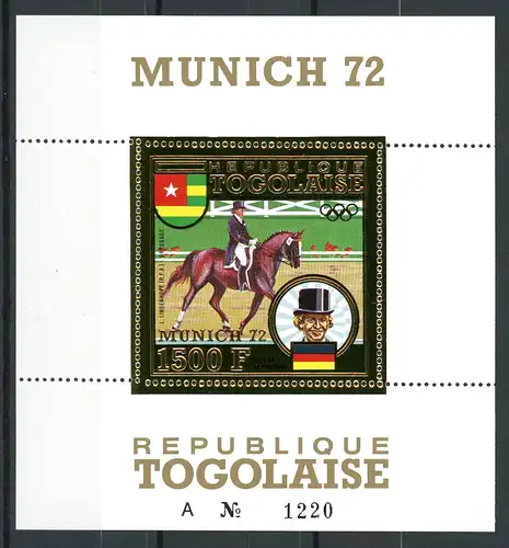 Togo Goldmarke Block 71 A postfrisch Olympia 1972 München #HL466