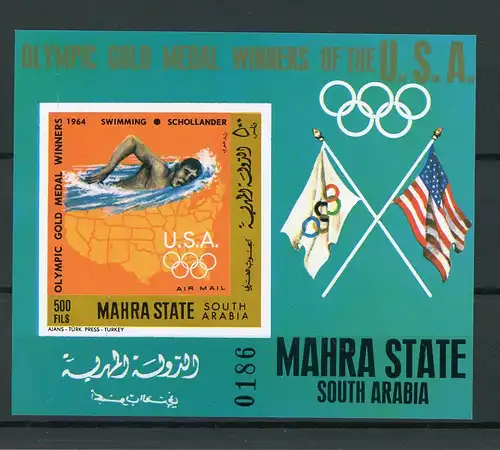 Mahra (Aden) Block 13B postfrisch Olympia #HL318