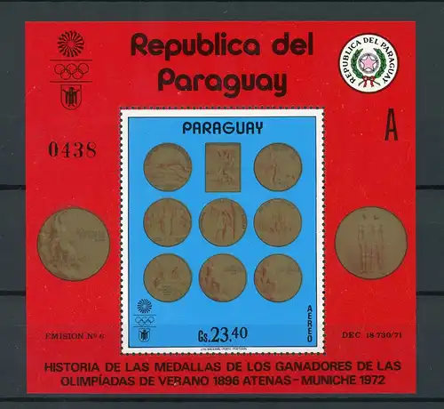 Paraguay Block 195 postfrisch Olympia #HL418