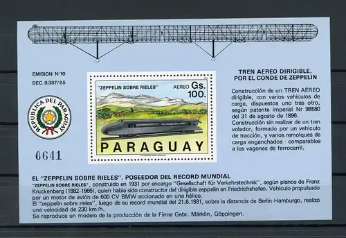 Paraguay Block463 postfrisch Eisenbahn #IV358